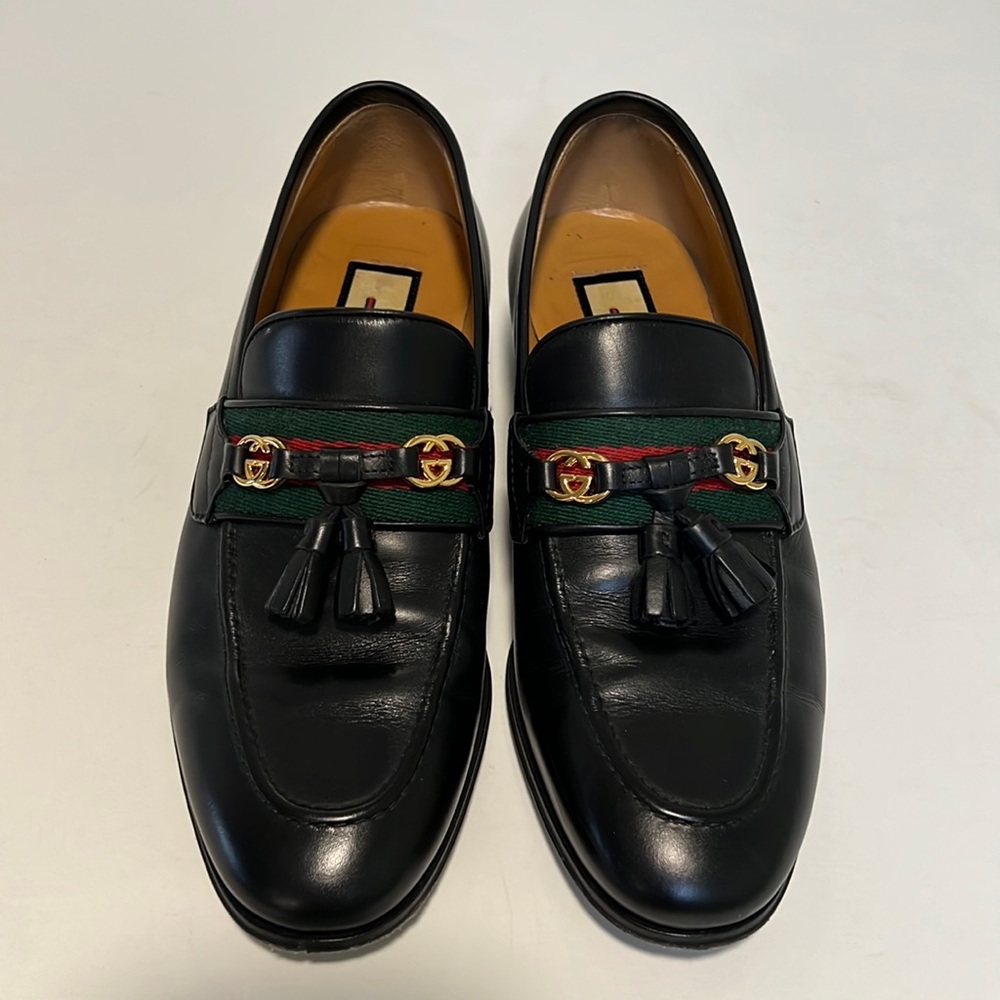 Gucci loafer with web and interlocking G, Womens, black